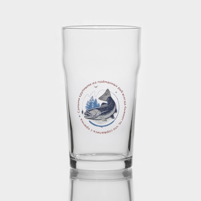 Стакан стеклянный для пива &laquo;На рыбалке&raquo;, 570 мл, рисунок МИКС