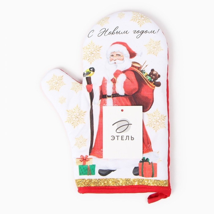 Новый год.Варежка-прихватка Новый год.Варежка-прихватка "С новым годом" 20х27см, саржа, 100% х/л, ватин 250г/м2