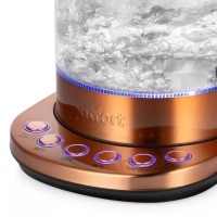 Чайник электрический Kitfort КТ-6657, стекло, 1.5 л, 2200 Вт, цвет медь