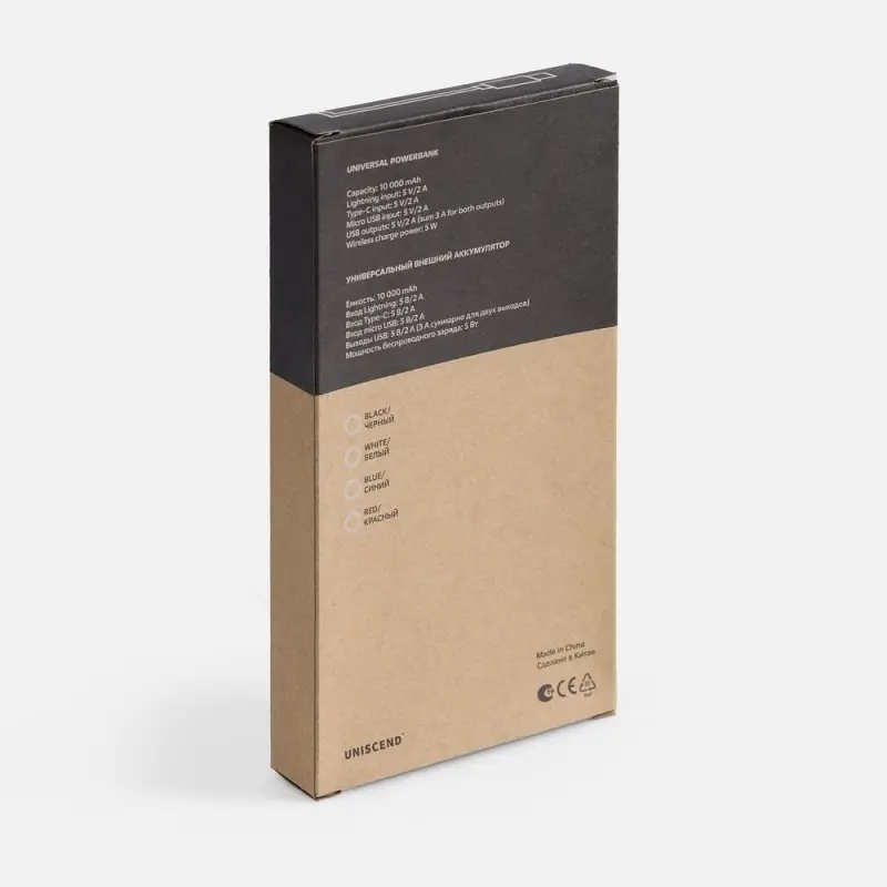 Аккумулятор с беспроводной зарядкой All Day Wireless, 10000 мАч, черный Аккумулятор с беспроводной зарядкой All Day Wireless, 10000 мАч, черный