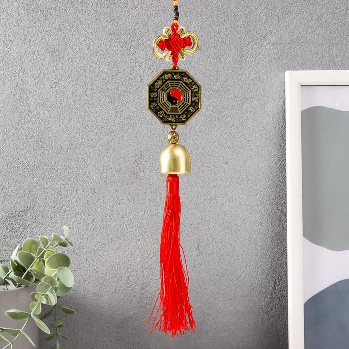Колокольчик металл Колокольчик металл "Монета Инь-ян с узлом счастья" 1 колокол 38х5х3 см