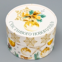 Набор шляпных коробок 3 в 1 &laquo;Золото&raquo;, 16 х 10, 14 х 9, 13 х 8.5 см, Новый год