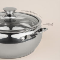 Кастрюля из нержавеющей стали SL Home «Олла», 5,2 л, d=24 см, h=11,5 см, с крышкой, капсульное дно, индукция Кастрюля из нержавеющей стали SL Home «Олла», 5,2 л, d=24 см, h=11,5 см, с крышкой, капсульное дно, индукция