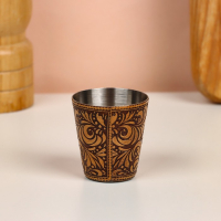 Набор стопок &laquo;Медведь&raquo;, 4 шт, в футляре, 4,5&times;4,5&times;9 см, береста