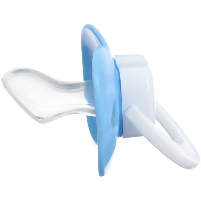 Соска - пустышка силиконовая ортодонтическая, от 6 мес., с держателем, цвет МИКС