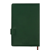 Ежедневник недатированный, А5, 140л, клетка, обл.кожзам, с хлястиком, Полоски изумрудный