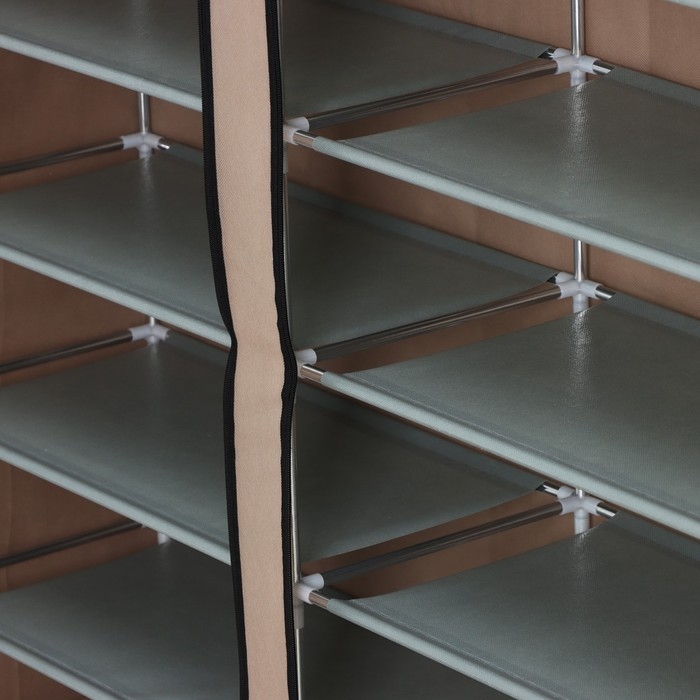 Полка для обуви с чехлом LaDо́m, двойная, 6 уровней, 118&times;30&times;108 см, цвет бежевый