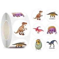 Наклейка бумага "Динозавры" d=2,5 см 500 шт в рулоне Наклейка бумага "Динозавры" d=2,5 см 500 шт в рулоне
