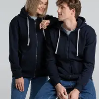 Толстовка на молнии с капюшоном Unit Siverga Heavy темно-синяя, размер XS