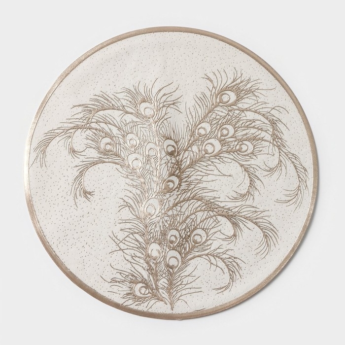Салфетки сервировочные на стол Доляна «Павлин», 2 шт, d=38 см, цвет бежевый Салфетки сервировочные на стол Доляна «Павлин», 2 шт, d=38 см, цвет бежевый