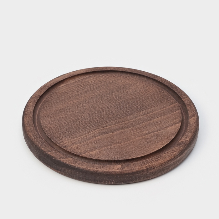 Доска для подачи c кровостоком Wild Kitchen &laquo;Круг&raquo;, d=20 см, тёмный бук