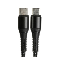 Кабель Type-C - Type-C, 3 А, 66 W, быстрая зарядка, тканевая оплётка, 1 метр, чёрный Кабель Type-C - Type-C, 3 А, 66 W, быстрая зарядка, тканевая оплётка, 1 метр, чёрный
