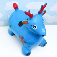 Игрушка - прыгун детская "Олень" резиновая надувная, 50х27см, синий Игрушка - прыгун детская "Олень" резиновая надувная, 50х27см, синий