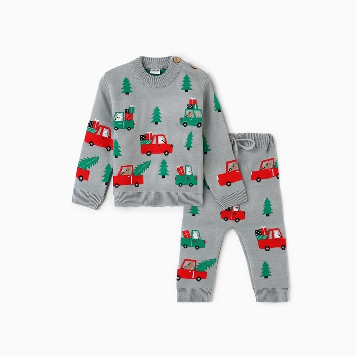 Комплект вязаный Крошка Я &laquo;Машинки&raquo;, рост 86-92 см