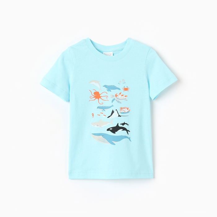 Футболка для мальчика "Киты", цвет голубой, рост 134-140 см