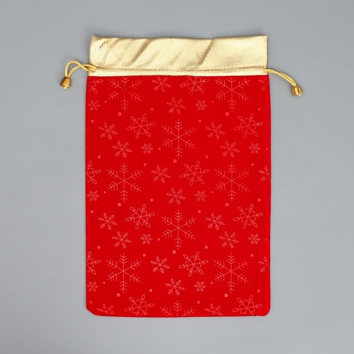Мешочек подарочный замша &laquo;Поздравляю от души&raquo;, снежинки, тиснение, 20 х 30 см +/- 1.5 см, Новый год