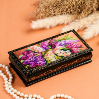 Шкатулка - купюрница &laquo;Сирень&raquo;, 8,5&times;17 см, лаковая миниатюра