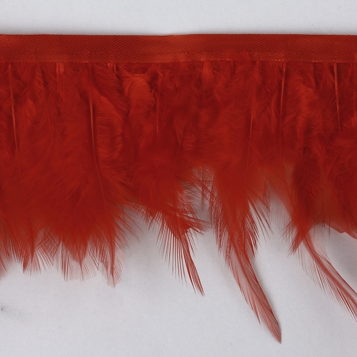 Тесьма с перьями петуха, 10-15 см, 5 &plusmn; 0,5 м, цвет красный