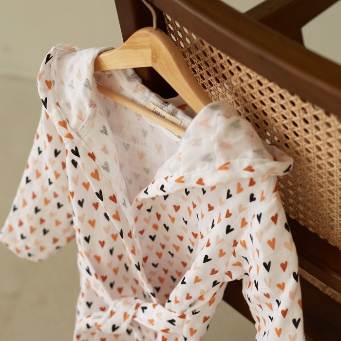 Халат детский муслиновый LoveLife &laquo;Сердечки&raquo; (4 года, рост 104-110 см) 100% хлопок, 235 гр/м2