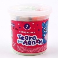 Тесто для лепки в банке 7 цветов по 15 г + формочка Тесто для лепки в банке 7 цветов по 15 г + формочка