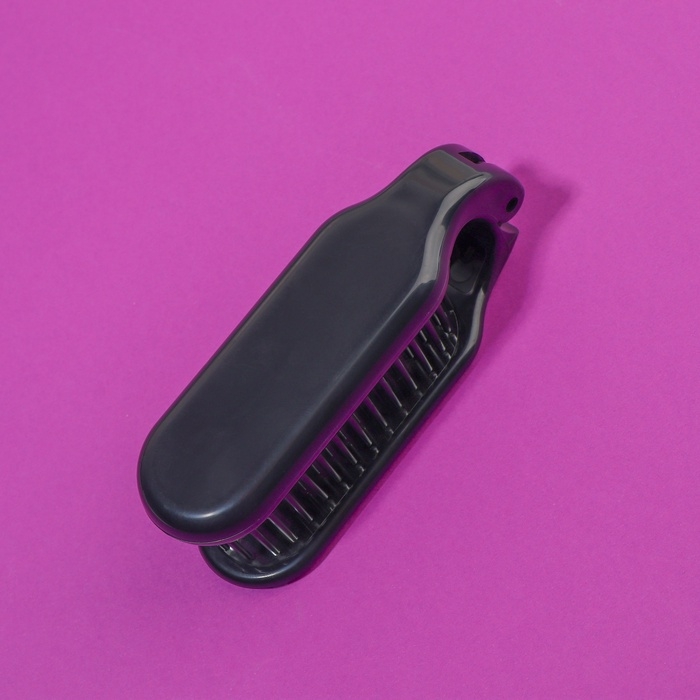 Расчёска массажная, складная, с зеркалом, 3 &times; 10 см, цвет чёрный