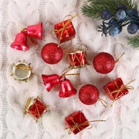 Набор украшений пластик 11 шт "Лавра" (3 подарка, 2 колокол, 3 шара, 3 барабана) микс Набор украшений пластик 11 шт "Лавра" (3 подарка, 2 колокол, 3 шара, 3 барабана) микс