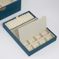 Шкатулка кожзам для украшений сундук"Кулон на сакуре. Узоры" синяя" 26х20х13 см Шкатулка кожзам для украшений сундук"Кулон на сакуре. Узоры" синяя" 26х20х13 см