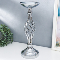 Подсвечник металл на 1 свечу "Сплетение" серебро 40х14х15 см Подсвечник металл на 1 свечу "Сплетение" серебро 40х14х15 см