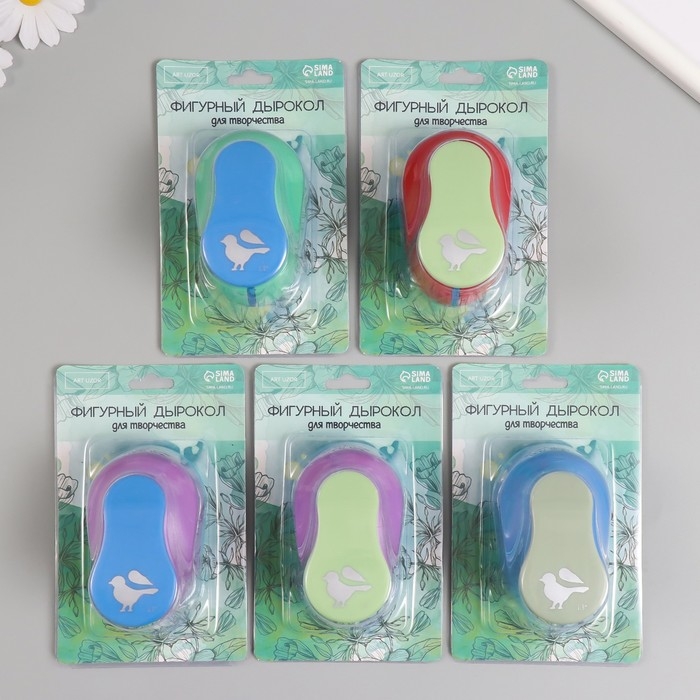 Дырокол фигурный рисунок 3,8х3,8 см "Птичка" 7х5,2х9,2 см, МИКС