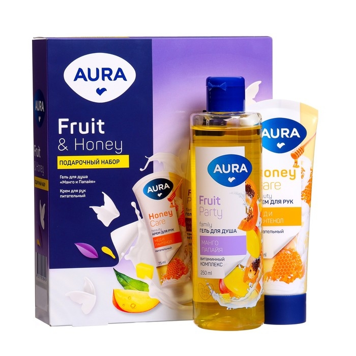 Подарочный набор косметики AURA Подарочный набор косметики AURA " Манго и папайя": гель для душа, 250 мл + крем для рук, 75 мл