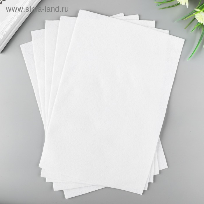 Фетр "BLITZ" 1 мм, мягкий 20х30 см &plusmn; 2 см (набор 5 шт) белый