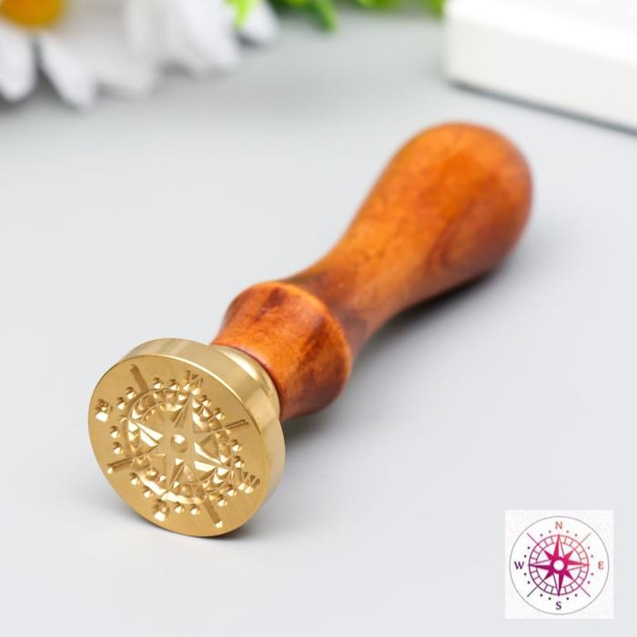 Печать для сургуча с деревянной ручкой Печать для сургуча с деревянной ручкой "Компас" 9х2,5х2,5 см
