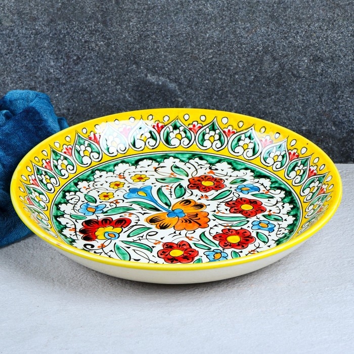 Ляган Риштанская Керамика Ляган Риштанская Керамика "Турецкий узор", 25 см, жёлтый