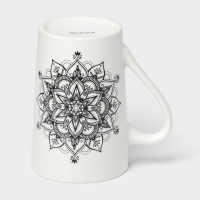 Кружка фарфоровая Доляна &laquo;Мандала&raquo;, 380 мл, чёрный узор