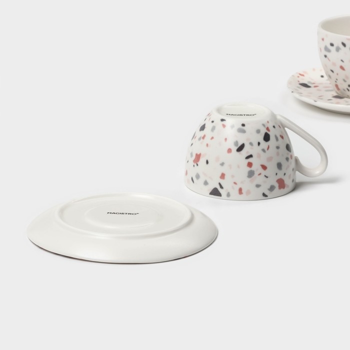 Набор чайный фарфоровый Magistro Terazzo, 4 предмета: 2 чашки 150 мл, 2 блюдца d=12,5 см Набор чайный фарфоровый Magistro Terazzo, 4 предмета: 2 чашки 150 мл, 2 блюдца d=12,5 см