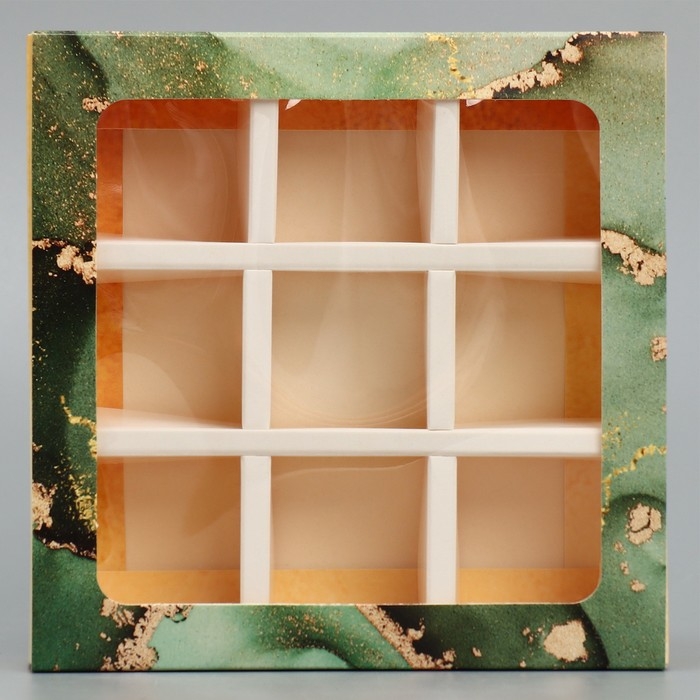 Коробка для конфет, кондитерская упаковка, 9 ячеек, &laquo;Любимому учителю&raquo; 14.5 х 14.5 х 3.5 см