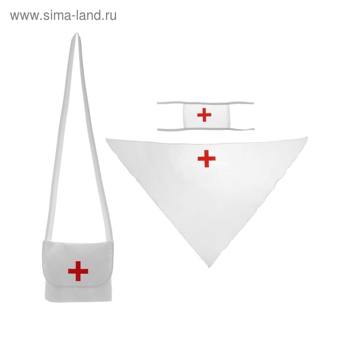 Костюм «Медврач»: косынка, повязка, сумка, цвет белый Костюм «Медврач»: косынка, повязка, сумка, цвет белый