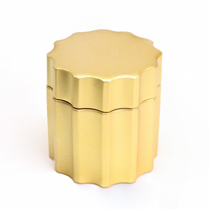 Свеча в подсвечнике из гипса с крышкой с широкими гранями, 7,5х8,5см, золото