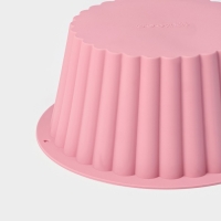 Форма для выпечки Доляна &laquo;Рифленый круг&raquo;, силикон, 19&times;19&times;8,5 см, цвет розовый