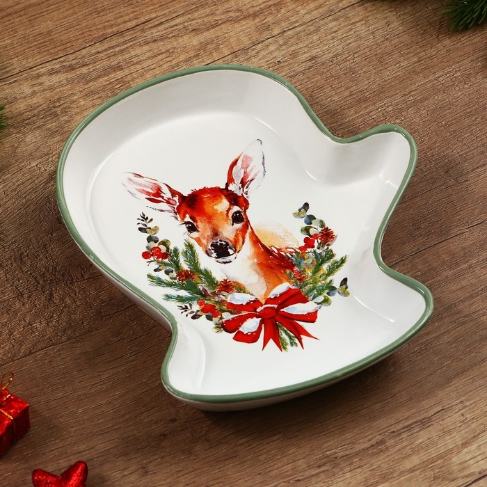 Новый год! Блюдо керамическое &laquo;Новогодняя сказка&raquo;, 20х17.5х3 см, цвет белый