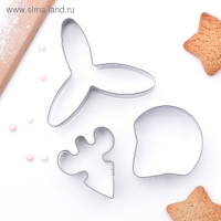 Набор форм для печенья Доляна &laquo;Лепестки орхидеи&raquo;, 7&times;7 см, 3 шт, цвет серебристый