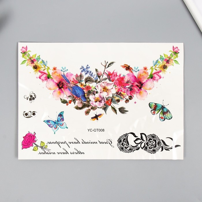 Татуировка на тело цветная Татуировка на тело цветная "Цветочное ожерелье" 36,5х22 см