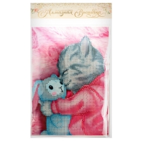 Алмазная мозаика с частичным заполнением на холсте «Котик», 15 х 21 см Алмазная мозаика с частичным заполнением на холсте «Котик», 15 х 21 см