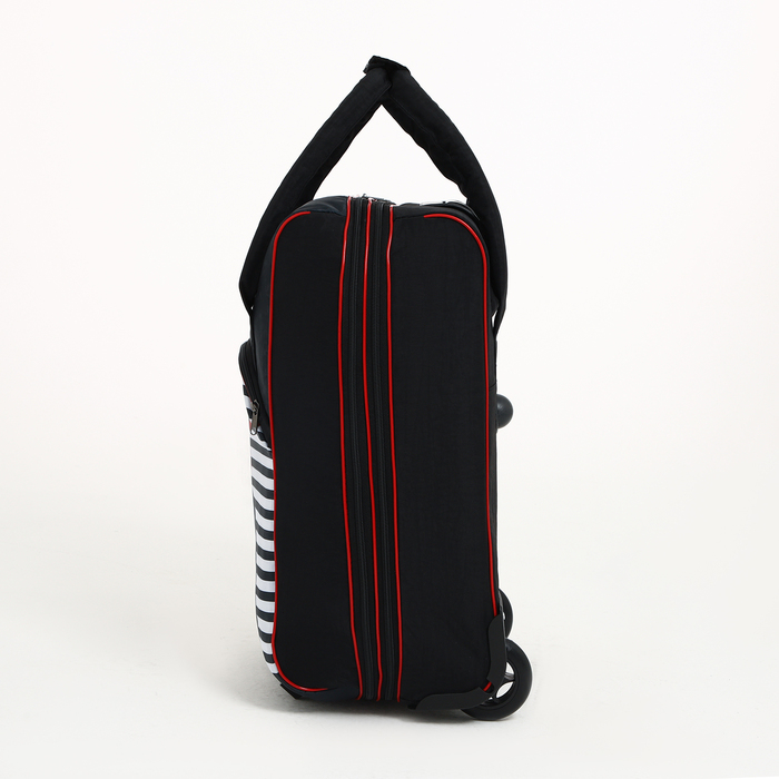 Чемодан малый 37 л (S) с сумкой, отдел на молнии, с расширением, цвет чёрный