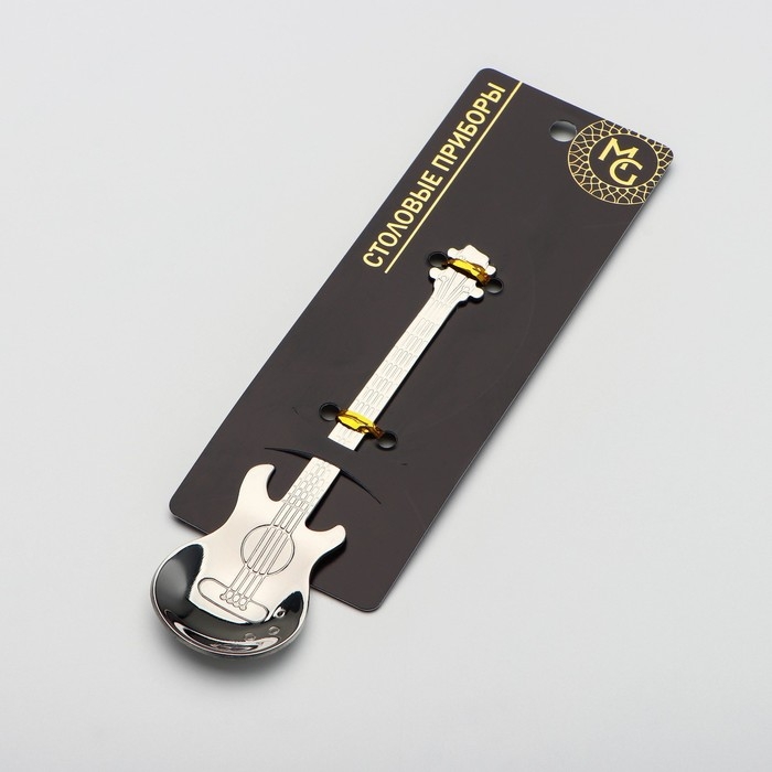 Ложка десертная из нержавеющей стали Magistro «Гитара», длина 12 см, цвет серебряный Ложка десертная из нержавеющей стали Magistro «Гитара», длина 12 см, цвет серебряный