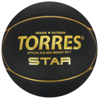 Мяч баскетбольный TORRES Star, B32317, PU, клееный, 7 панелей, размер 7 Мяч баскетбольный TORRES Star, B32317, PU, клееный, 7 панелей, размер 7