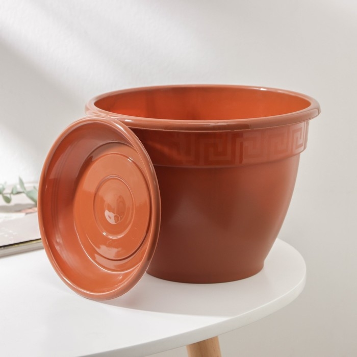 Горшок для цветов с поддоном &laquo;Антик&raquo;, 3,6 л, d=22 см, цвет терракотовый