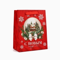 Пакет подарочный новогодний ламинированный &laquo;Новогодний шар&raquo;, MS 18 х 23 х 10 см , Новый год