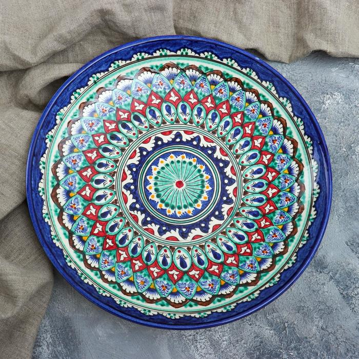 Ляган Риштанская Керамика Ляган Риштанская Керамика "Узоры", 31 см, синий