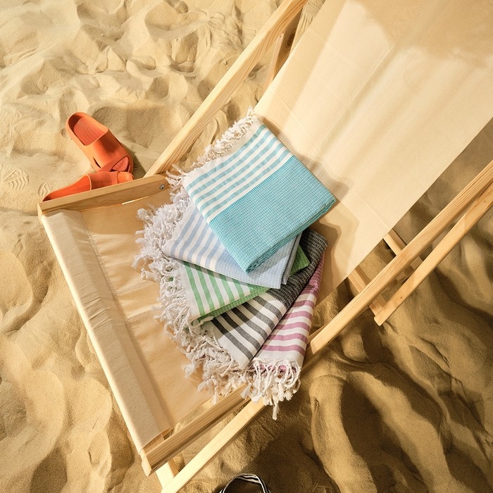 Пештемаль для пляжа, бани, сауны Waffle 100х180 см, голубой Пештемаль для пляжа, бани, сауны Waffle 100х180 см, голубой